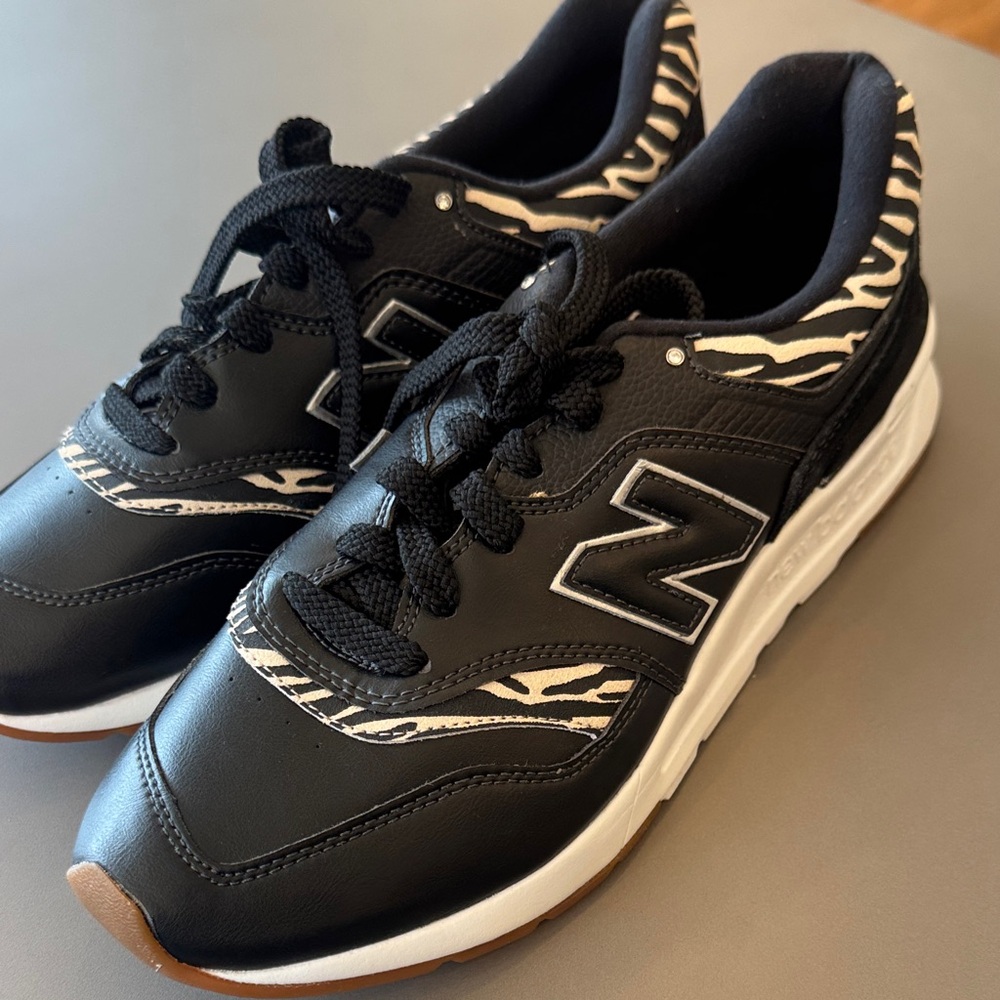 New Balance Black Zebra Accent Athletic Sneakers